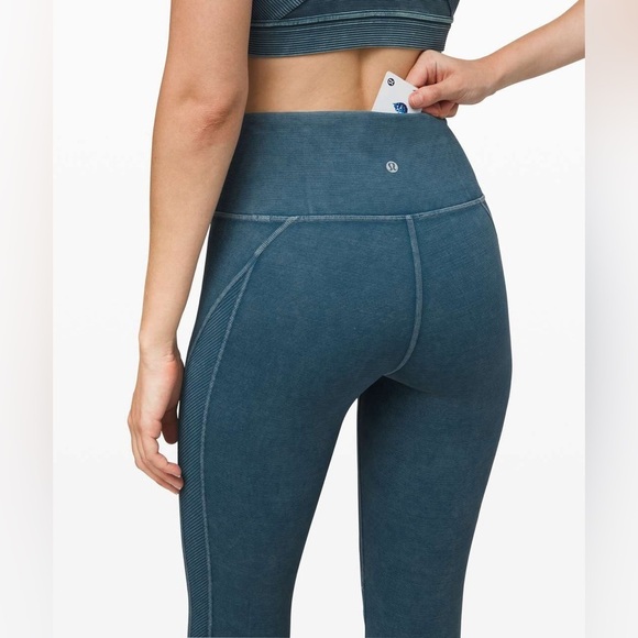 Lululemon Wunder Under High Rise Leggings Pants Tights Snow Washed Ribbed size 4 - Picture 2 of 12